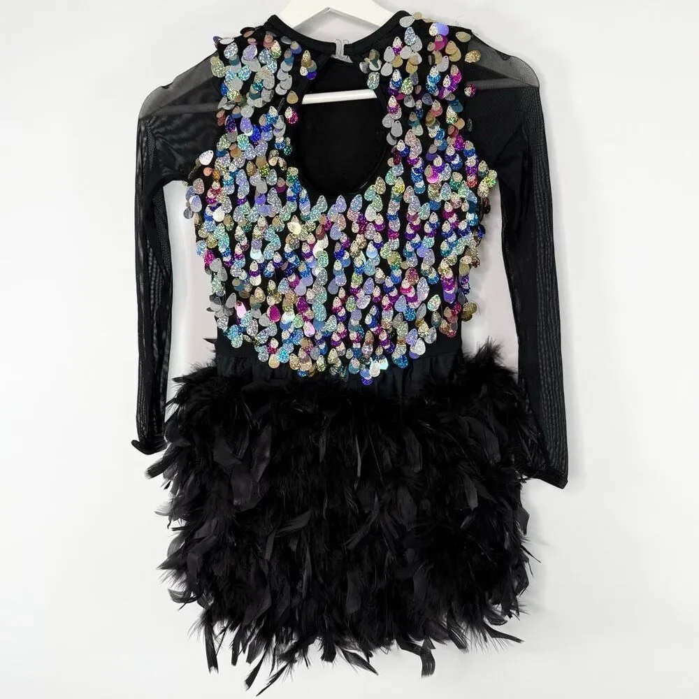 Weissman Sequin Leotard With Feather Skirt - US Size Medium Child (MC) Style 118